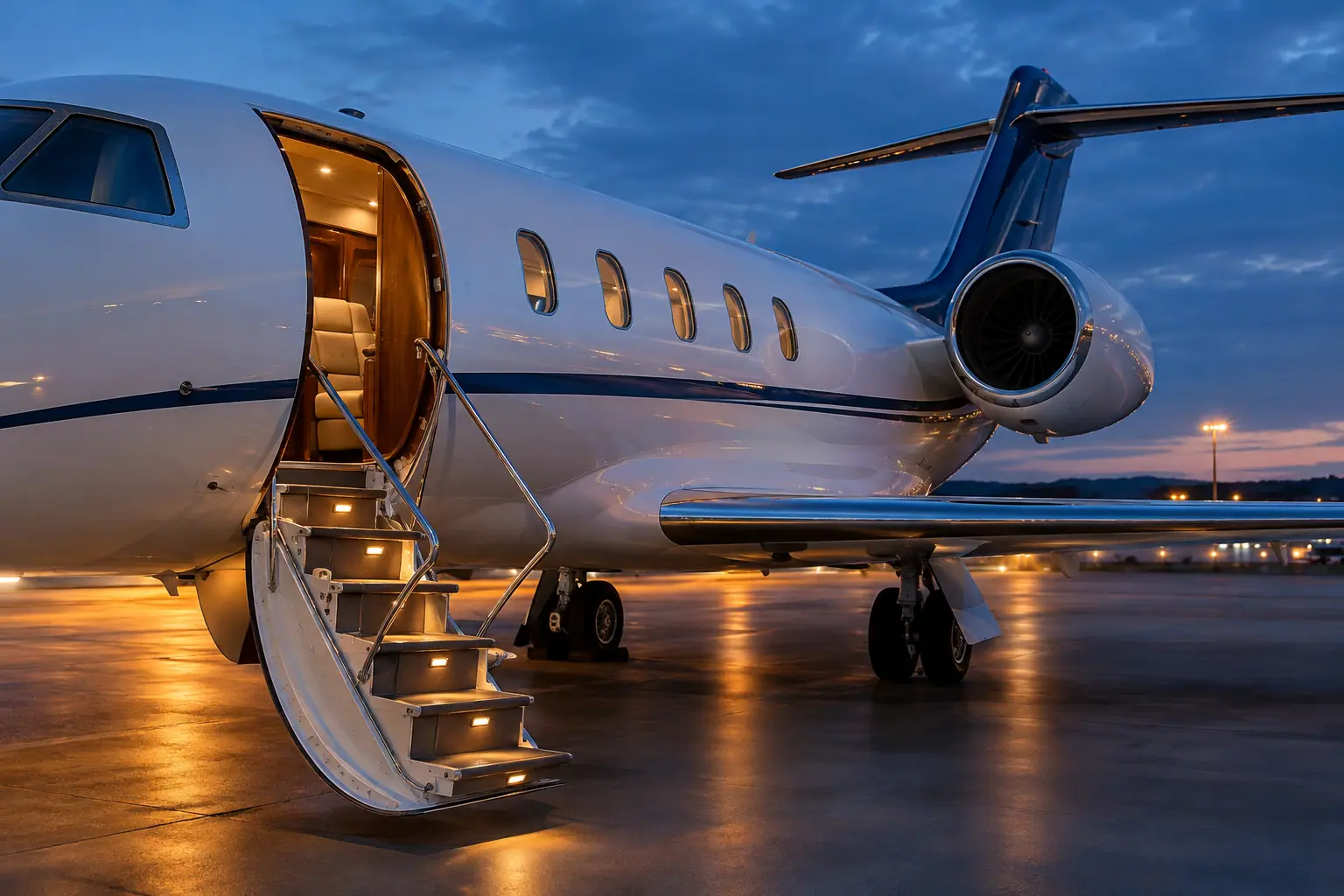 Open airstair of a private jet