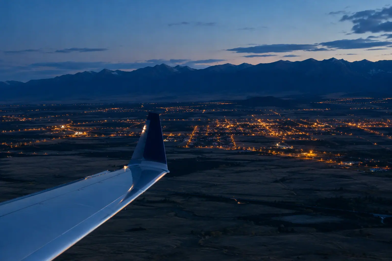 Denver lights seen from a private jet