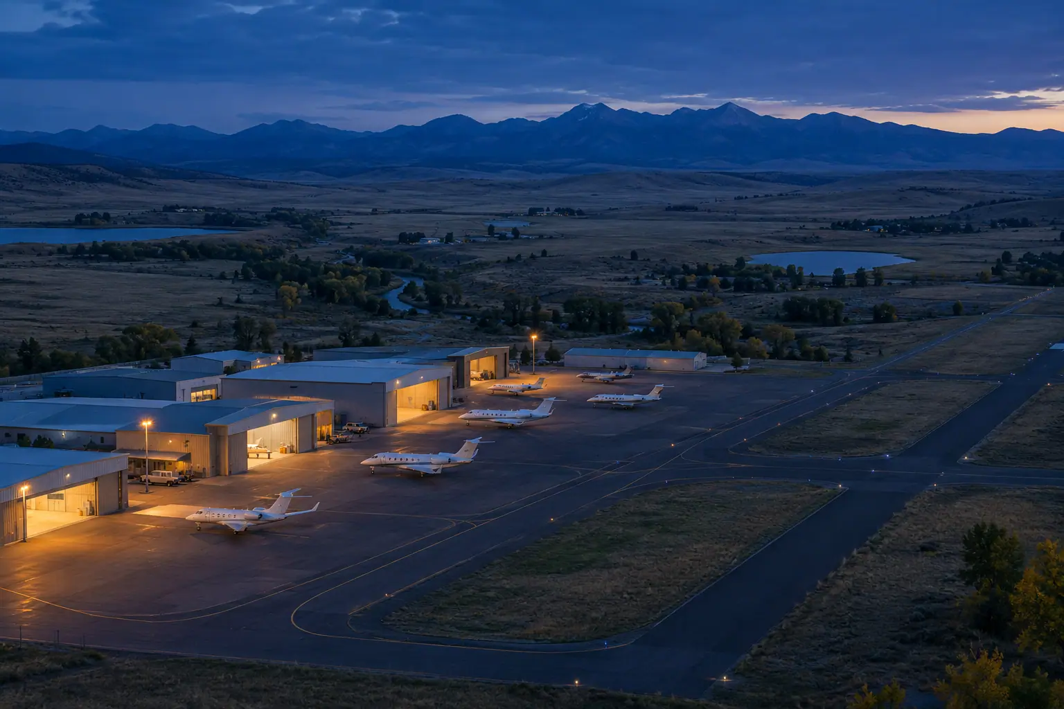 Business aviation ramp near Denver