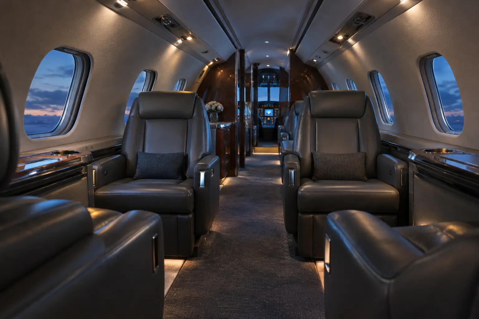 Midsize jet cabin interior