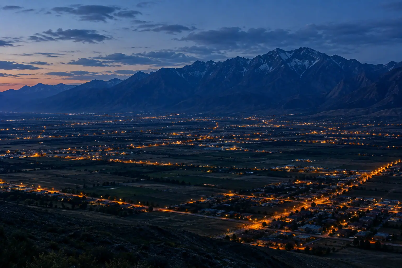 Denver at night from above