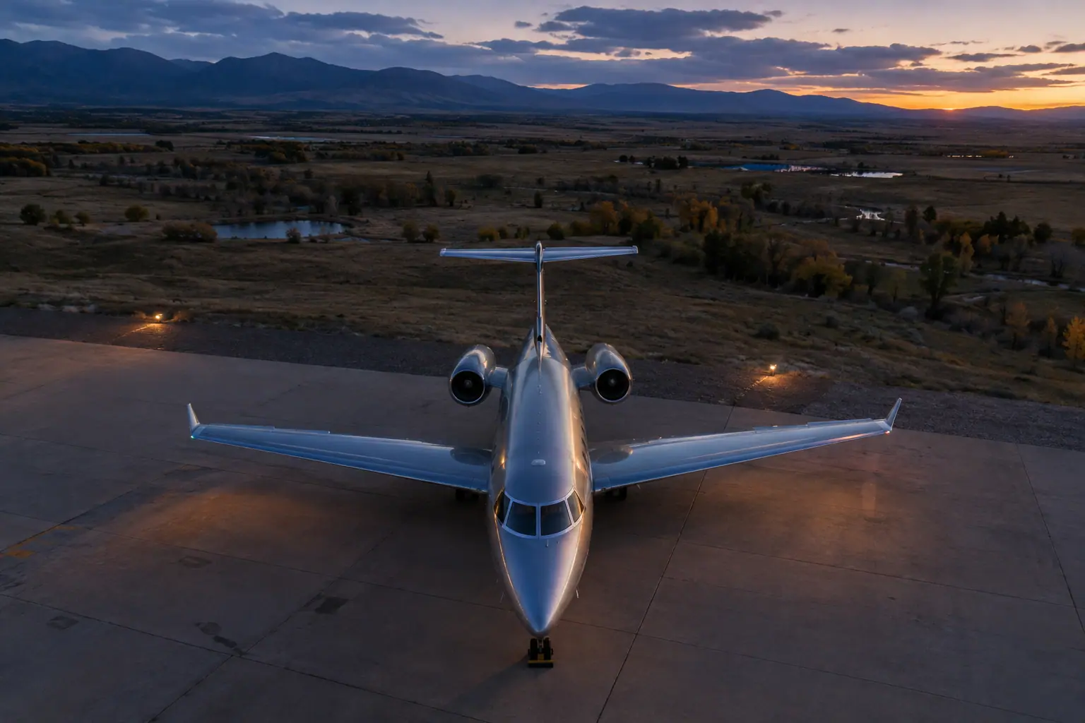 Midsize jet on the ramp