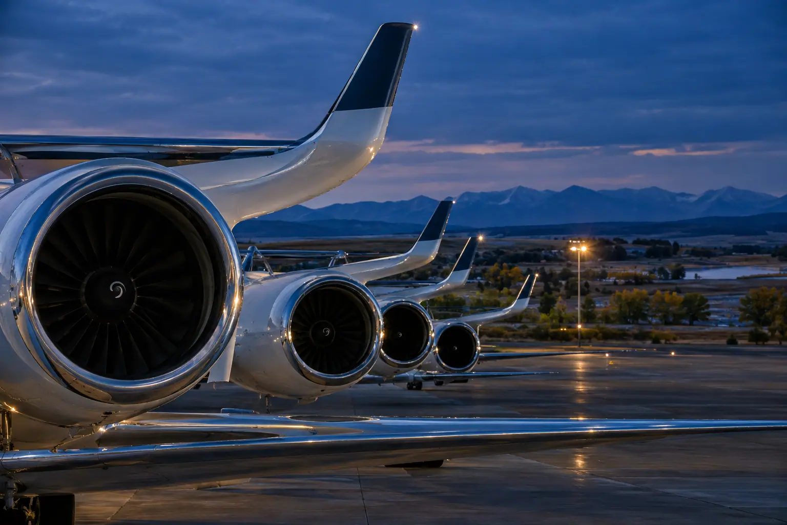 Business jets on the ramp